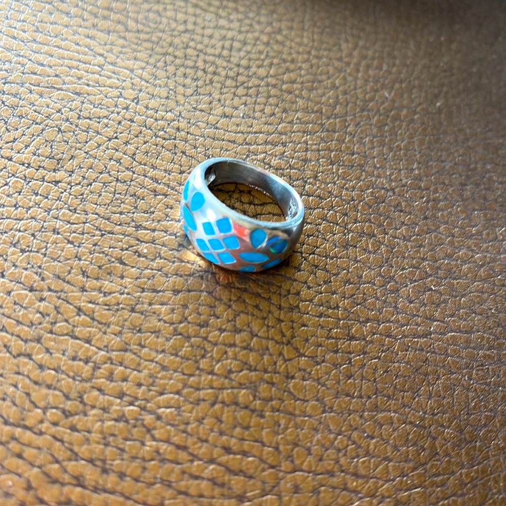Sterling silver and turquoise ring, size 6/7